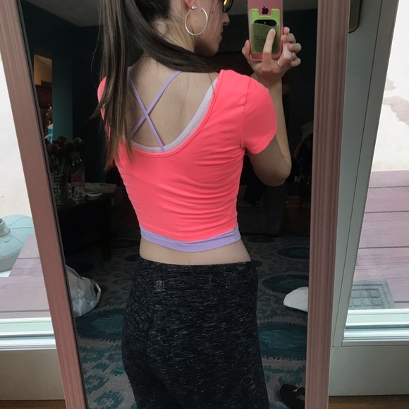 Neon Salmon/Pink Crop Top - Picture 4 of 7